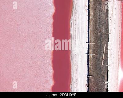 Crimean Sasyk-Sivash red salt lake aerial lanscape Stock Photo