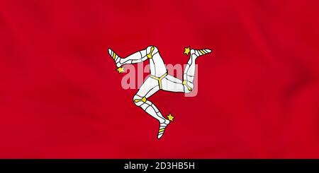 Isle of Man waving flag. Isle of Man national flag background texture. Vector illustration. Stock Vector