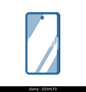 Smartphone with a glossy screen. Glare on the glass. Vector isolated illustration with white background. Stock Vector