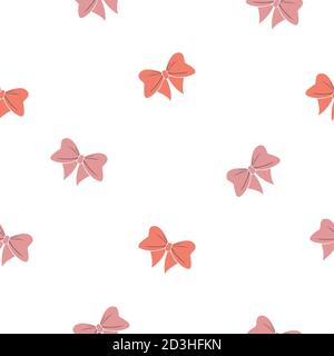 Seamless Pattern with pink and red bows on dark background. Vector Illustration Stock Vector