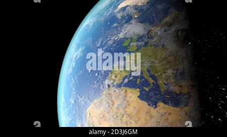 Europe seen from space 3D rendering Stock Photo