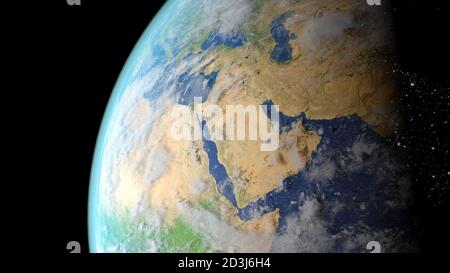 United arab emirates seen from space 3D rendering Stock Photo