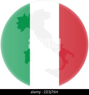 round italian flag and map of italy outline sticker or badge vector illustration Stock Vector