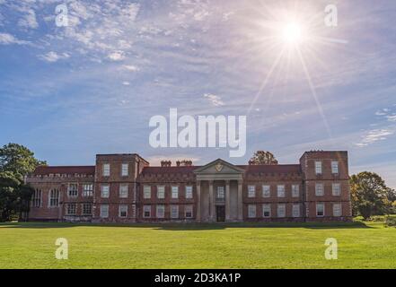 Back of The Vyne House and garden victorian family home formerly was a powerhouse. Basingstoke, Hampshire, England. Taken on 7th October 2020 Stock Photo