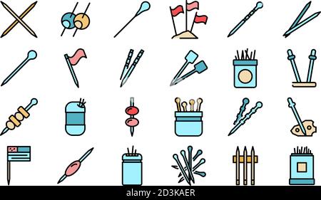 Toothpick icons set vector flat Stock Vector