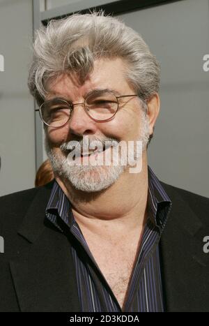 Director and producer George Lucas arrives at the premiere of his film Star Wars:Episode III Revenge of the Sith in San Francisco, May 12, 2005. The film is premiering in ten cities across the nation where proceeds will go to a charity. REUTERS/Kimberly White  KW/HK
