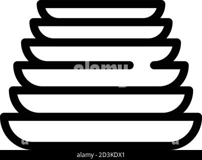 Clean stack plates icon, outline style Stock Vector