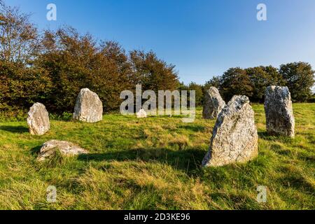 The Duloe Stone Circle in Cornwall, England Stock Photo