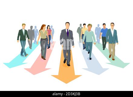 Direction forward and progress together, concept illustration Stock Vector