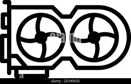 Card gpu icon, outline style Stock Vector