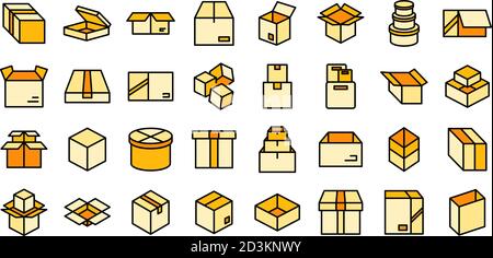 Box icons set vector flat Stock Vector