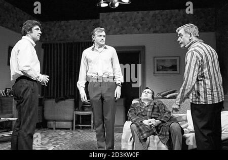 l-r: Alan Bates (Andrew Shaw), James Bolam (Colin Shaw), Brian Cox (Steven Shaw), Bill Owen (Mr Shaw) in IN CELEBRATION by David Storey at the Royal Court Theatre, London SW1  22/04/1969  design: Peter Docherty  director: Lindsay Anderson Stock Photo