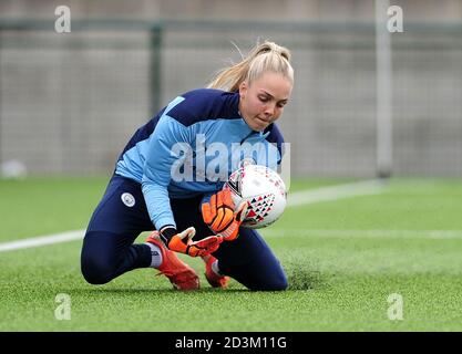Manchester City's Ellie Roebuck during the Vitality Women's FA Cup Quarter Final match at Farley Way Stadium, Loughborough. Stock Photo