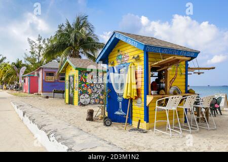 Caribbean, Bahamas, Providence Island, Nassau, Junkanoo beach, Beach huts Stock Photo