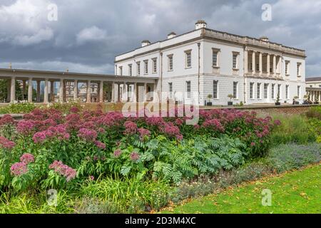 Greenwich Park , South East London, England. Friday 21st August 2020. On a day of  sunny intervals and a moderate breeze, the Maritime Museum at Green Stock Photo