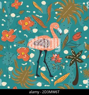 Flamingo Bird Seamless Pattern. Vector illustration Stock Vector