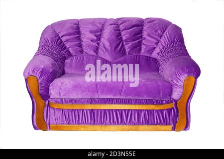 bright double sofa after renovation, isolated on a white background. Stock Photo
