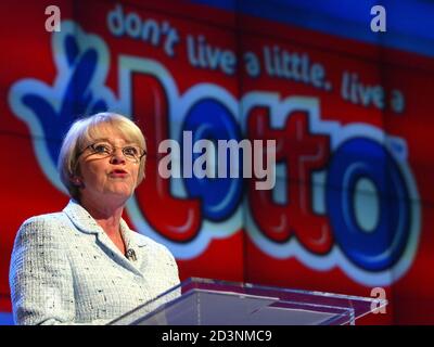 Chief Executive of Camelot Dianne Thompson speaks at a press conference ...