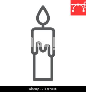 Candle line icon, thanksgiving and christmas, candle sign vector graphics, editable stroke linear icon, eps 10. Stock Vector
