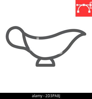 Gravy boat line icon, kitchen and bowl, sauce boat sign vector graphics, editable stroke linear icon, eps 10. Stock Vector