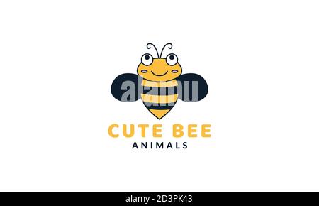 honey bee smile happy cute cartoon  logo vector  illustration Stock Vector