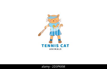Cartoon Cat Playing Tennis, Fun Tennis Game