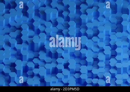 Blue hexagons pattern. Abstract design. 3d illustration. Stock Photo