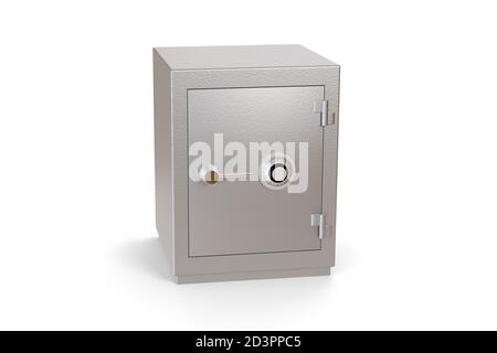 Closed safe box isolated on a white background. 3d illustration. Stock Photo