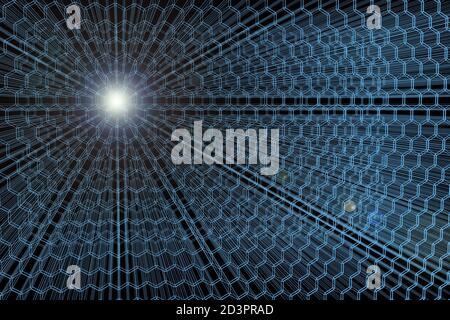 Blue hexagons pattern. 3d illustration. Stock Photo