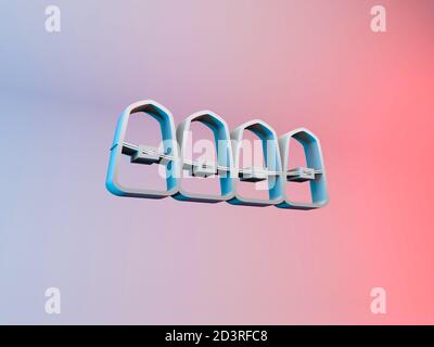 3D rendering of a simple teeth braces icon on a colorful background ...