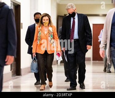 Speaker of the House of Representative Nancy Pelosi is talking during ...