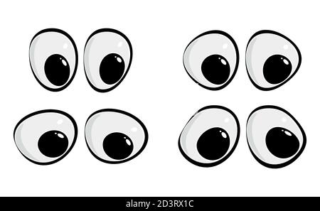 Cartoon eyes collection isolated on white. Happy eyesight for caricature people. Eps10 vector set. Clipart illustration element for comic animals or h Stock Vector