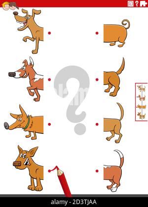 match halves of dogs pictures task coloring page Stock Vector Image ...