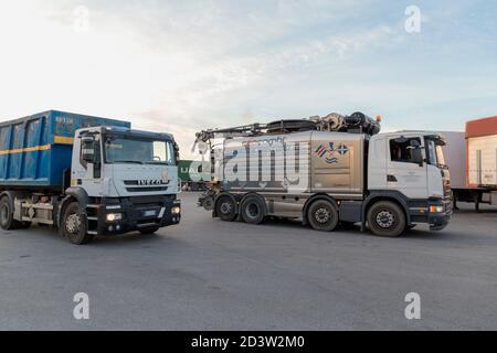 Trucks, Genoa, Liguria, Italy, Europe Stock Photo