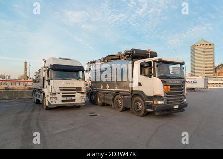 Trucks, Genoa, Liguria, Italy, Europe Stock Photo