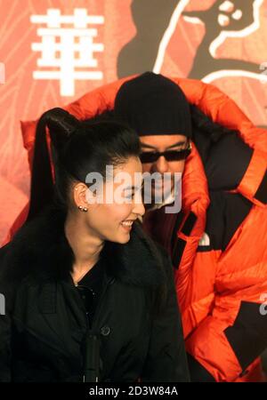 HONG KONG ACTRESS CECILIA CHEUNG AND ACTOR ANTHONY WONG ATTEND A NEWS CONFERENCE TO PROMOTE A NEW MOVIE IN BEIJING.