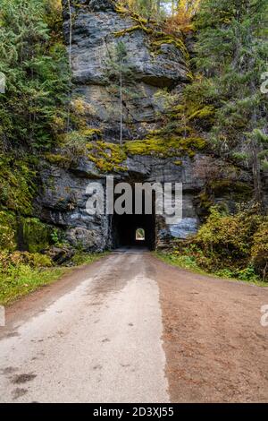 Old Stone Tunnel On Moon Pass, Wallace, Idaho Stock Photo