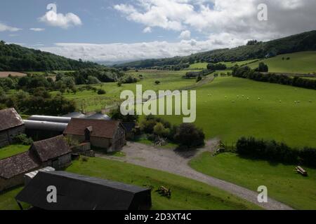 Looking south along the River Onny valley, Shropshire, UK Stock Photo