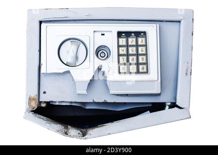 Hacked safe with combination lock Stock Photo