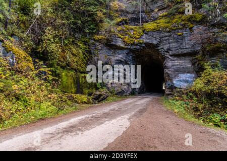 Old Stone Tunnel On Moon Pass, Wallace, Idaho Stock Photo