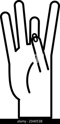 eight number hand gesture line icon vector illustration Stock Vector ...