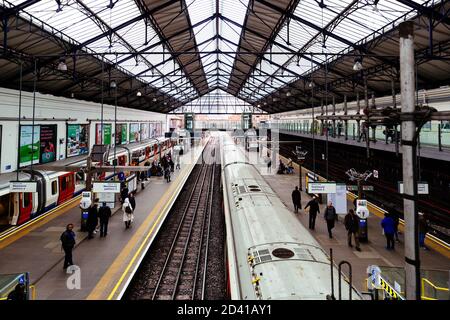 London, Uk - June 21, 2017: Inside Earls court underground station Stock Photo