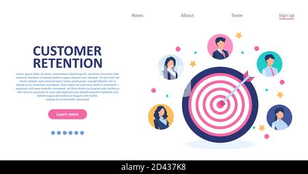 Customer retention concept. Vector of a target audience in a successful business strategy Stock Vector