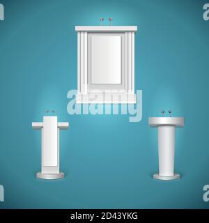 White tribunes with microphone vector illustration Stock Vector