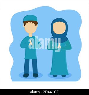 Illustration vector design of muslim kids Stock Vector