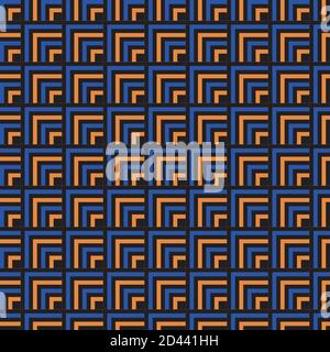Seamless pattern with orange and blue lines Stock Vector