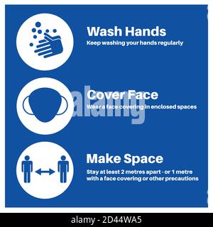 Hands Space Face Covid-19 information vector illustration Stock Vector