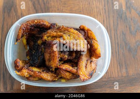 Nigerian Deep Fried Overripe plantain ready to eat Stock Photo