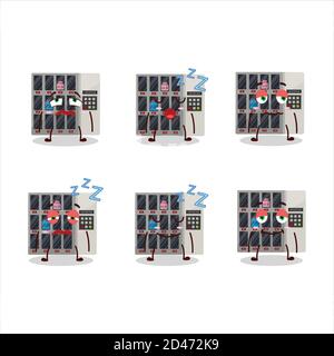 Cartoon character of among us vending machine with sleepy expression Stock Vector