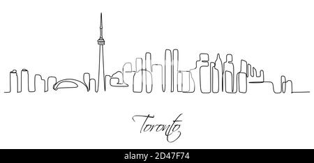 The CN tower of Toronto Skyline cityscape Continuous one line drawing Stock Photo